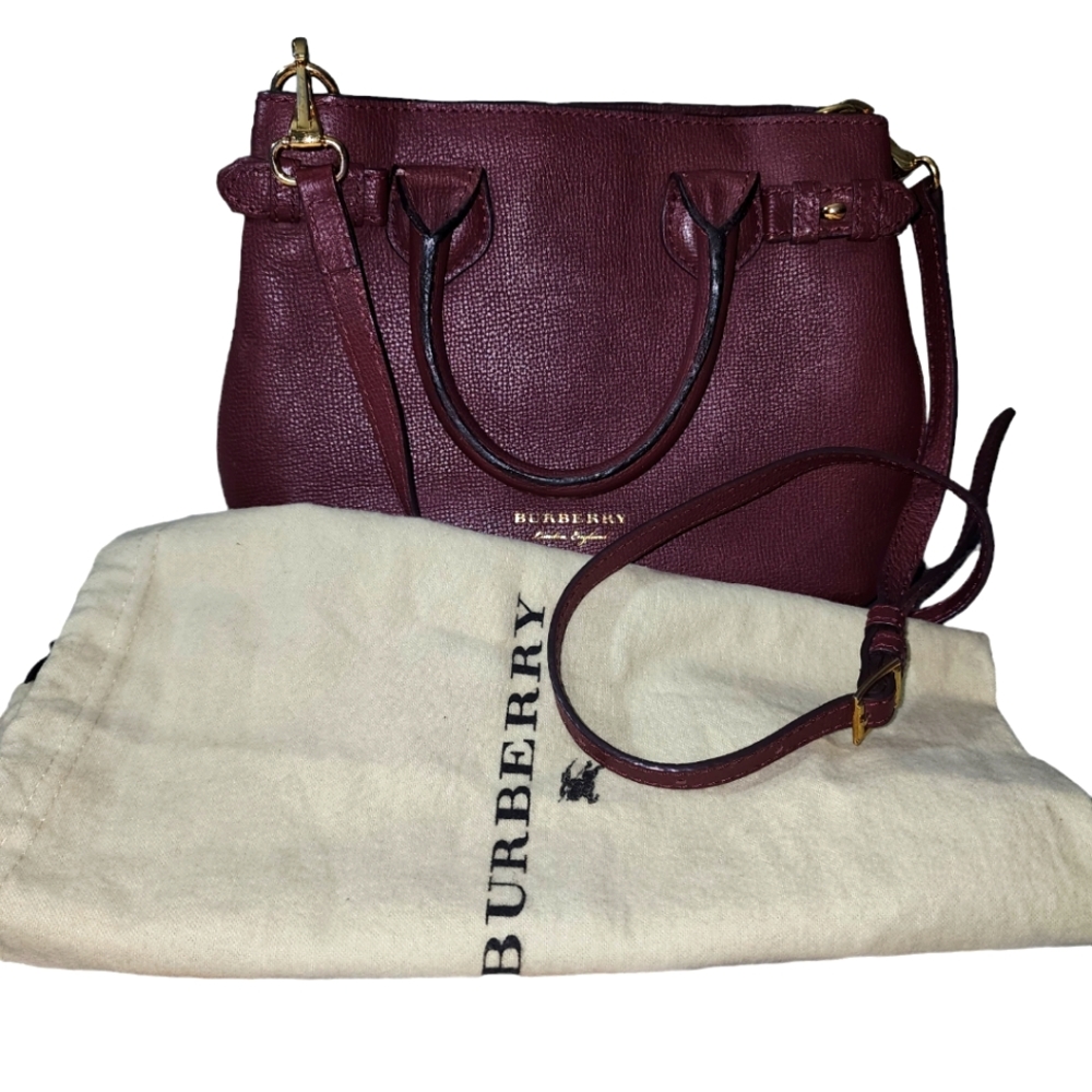 Burberry Burgundy Crossbody Leather Satchel